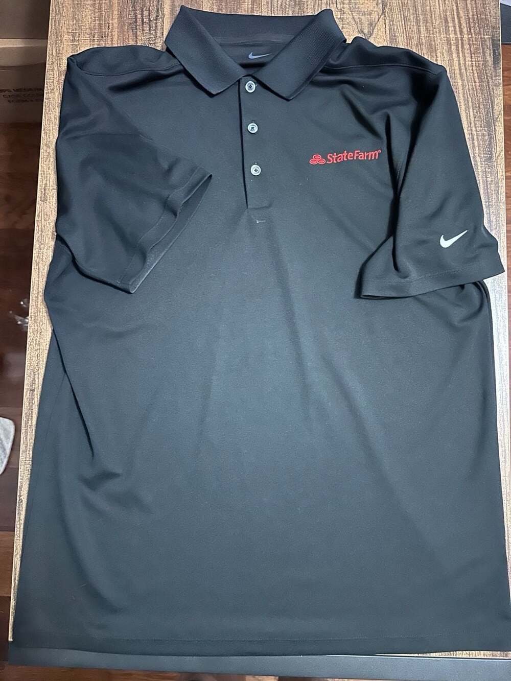 Nike State Farm Dri-FIT Polo Size M Black Short Sleeve Golf Shirt